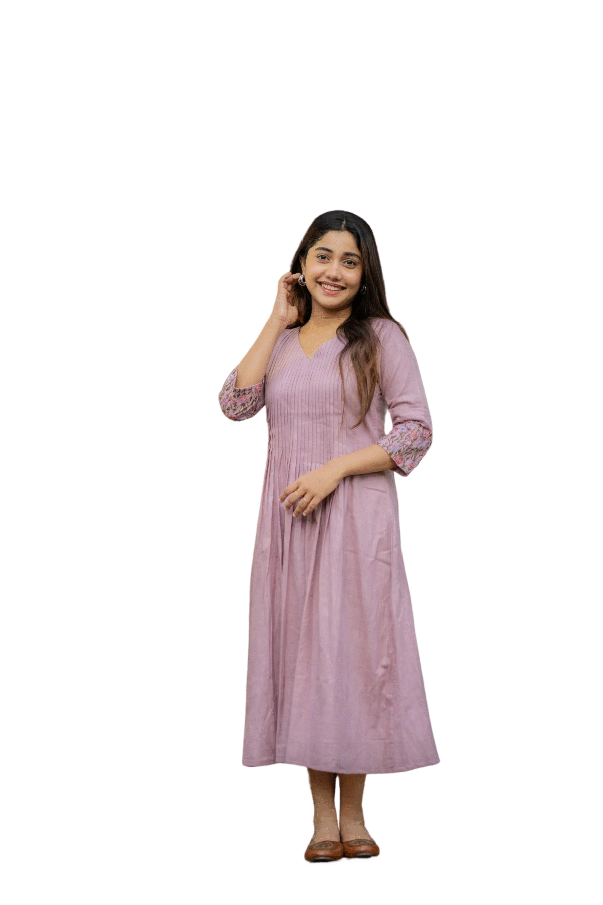 Floral Elegance ? Cotton Embroidered Dress with Printex Magic (XL)