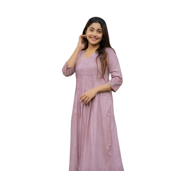 Floral Elegance ? Cotton Embroidered Dress with Printex Magic (L)